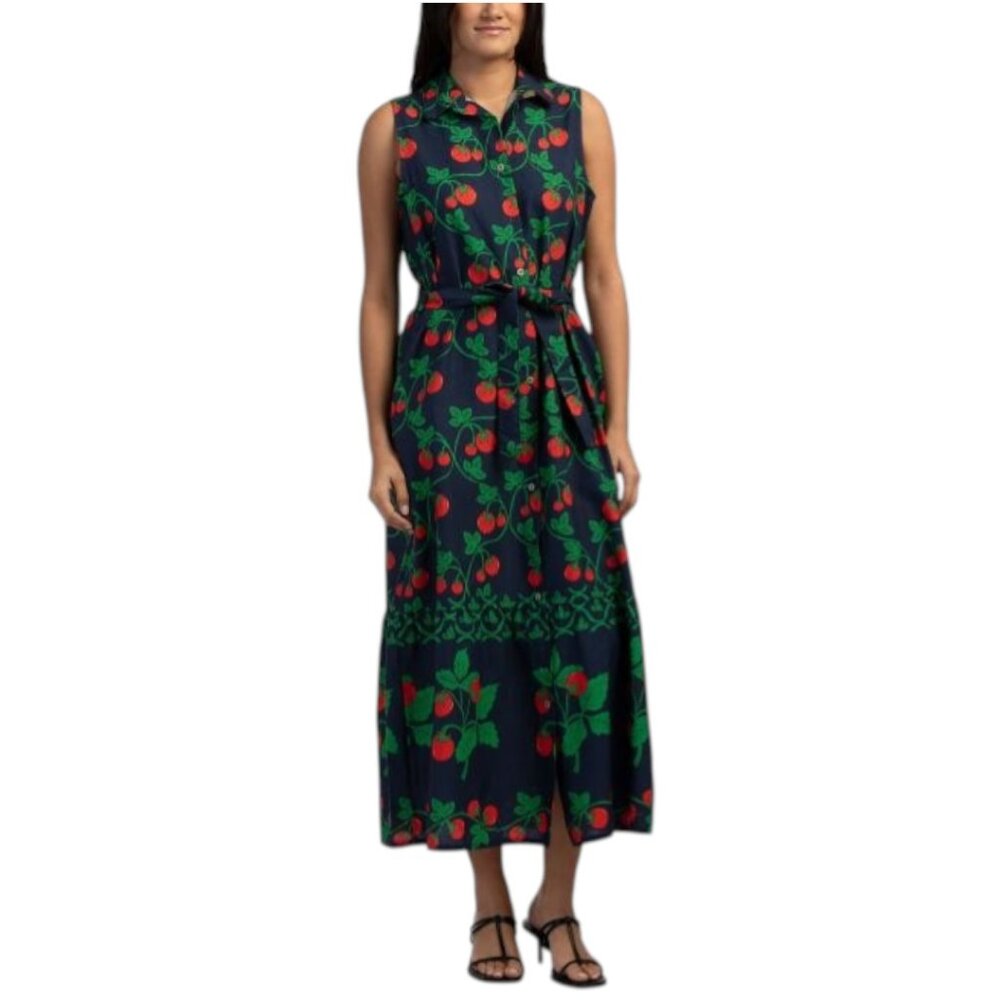 SPIGHE DI LINO Made In Italy Linen Blend Sleeveless Belted Maxi Dress